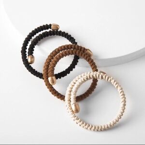 Plunder Design Jewelry Eva Bracelets Suede Wrap Bangles Black Brown Cream NWOT